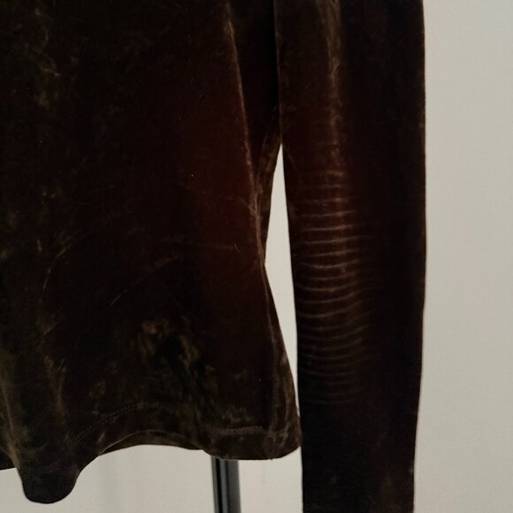 BCBG MaxAzria, Vintage Long-sleeve Brown Velvet Shirt, Size Small - Picture 3 of 3